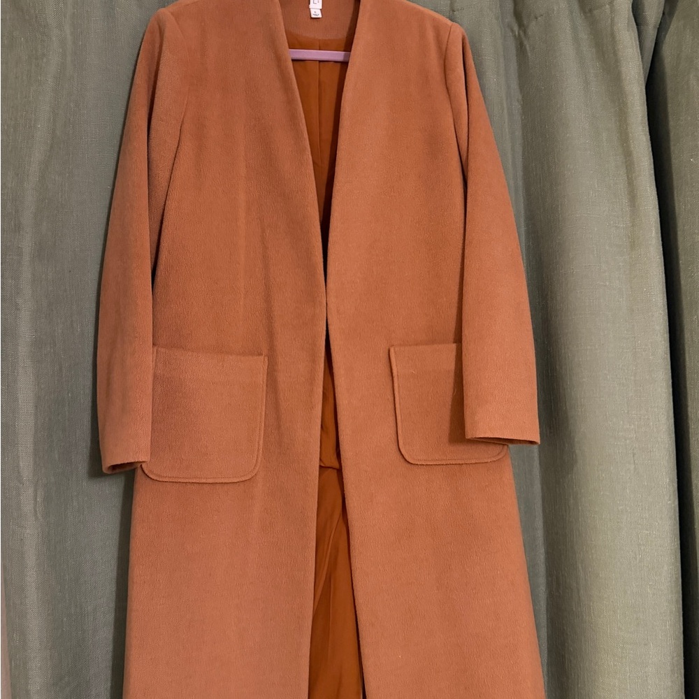MURAL Rust Long Open Front Coat | Size Small